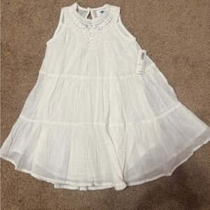 Old Navy White Crochet Yoke Tiered Sundress